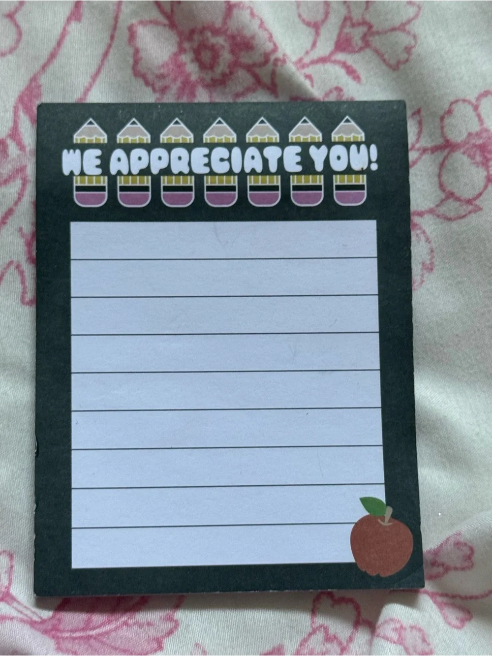 Appreciation Notepad - Black with Pink and Red Accents